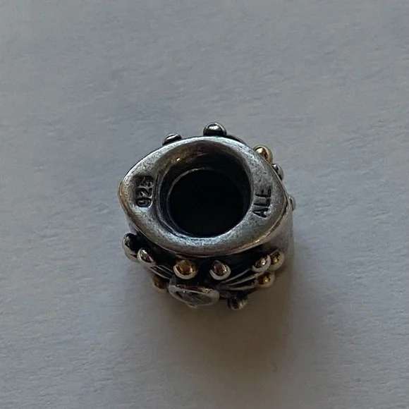 PANDORA DESERT STAR CHARM TWO TONE BEAD: SILVER WITH 14K GOLD #790188CZ - Picture 8 of 10